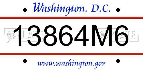 13864M6 District Of Columbia License Plate