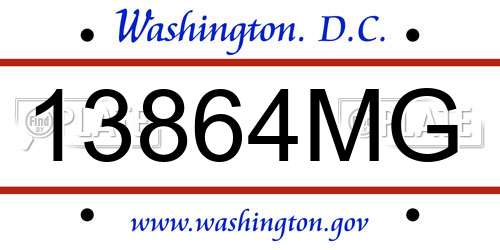 13864MG District Of Columbia License Plate