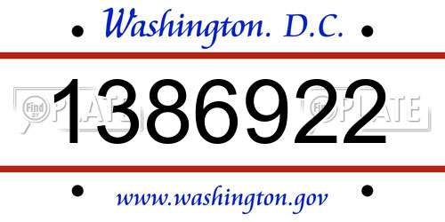 1386922 District Of Columbia License Plate