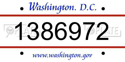 1386972 District Of Columbia License Plate