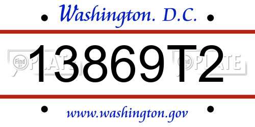 13869T2 District Of Columbia License Plate