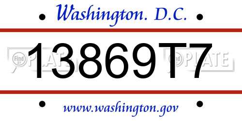 13869T7 District Of Columbia License Plate