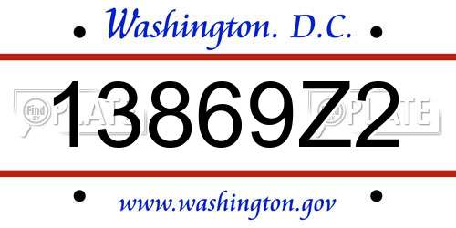 13869Z2 District Of Columbia License Plate