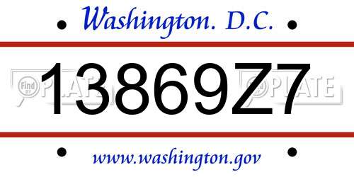 13869Z7 District Of Columbia License Plate