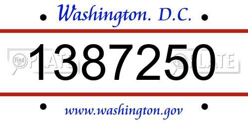 1387250 District Of Columbia License Plate
