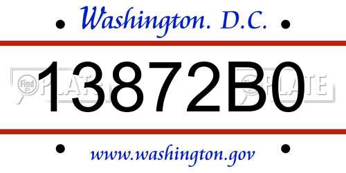 13872B0 District Of Columbia License Plate