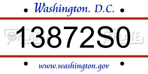 13872S0 District Of Columbia License Plate