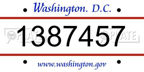 1387457 District Of Columbia License Plate