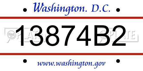 13874B2 District Of Columbia License Plate