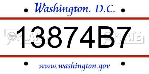 13874B7 District Of Columbia License Plate