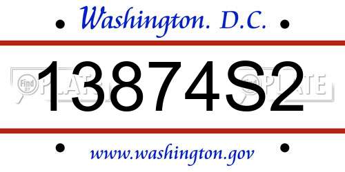 13874S2 District Of Columbia License Plate