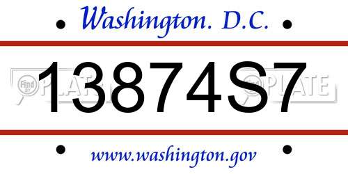 13874S7 District Of Columbia License Plate