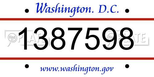 1387598 District Of Columbia License Plate