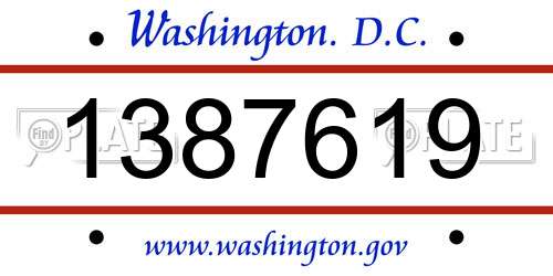 1387619 District Of Columbia License Plate