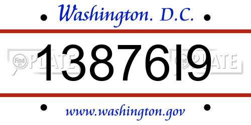 13876I9 District Of Columbia License Plate