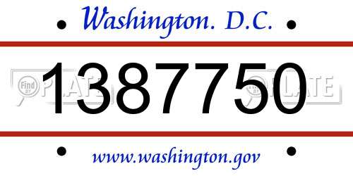 1387750 District Of Columbia License Plate