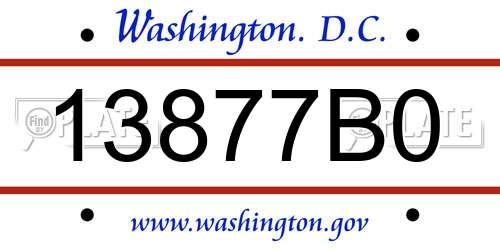 13877B0 District Of Columbia License Plate