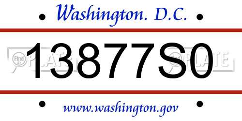 13877S0 District Of Columbia License Plate