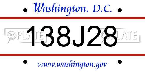 138J28 District Of Columbia License Plate