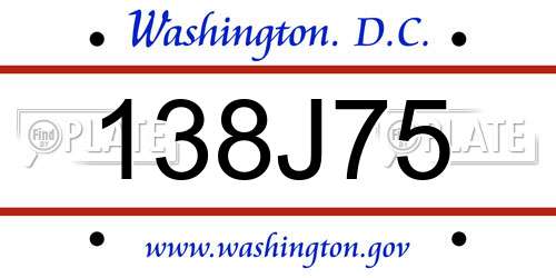 138J75 District Of Columbia License Plate