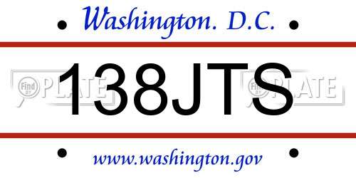 138JTS District Of Columbia License Plate