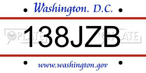 138JZB District Of Columbia License Plate