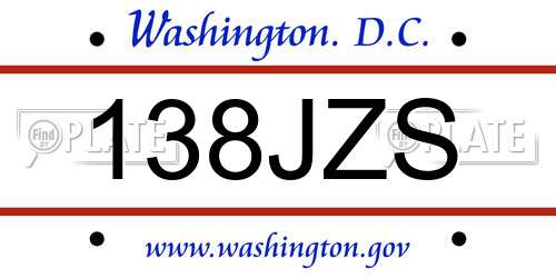 138JZS District Of Columbia License Plate