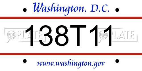 138T11 District Of Columbia License Plate