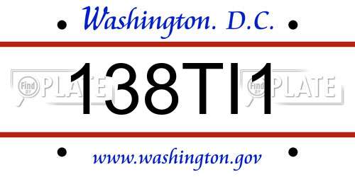 138TI1 District Of Columbia License Plate