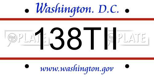 138TII District Of Columbia License Plate