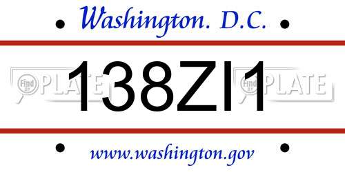 138ZI1 District Of Columbia License Plate