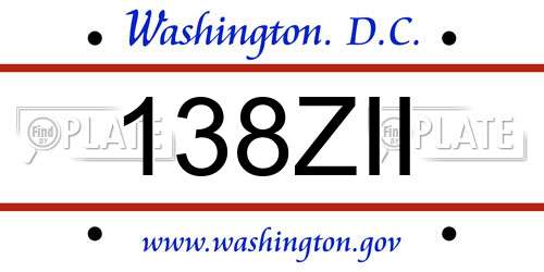 138ZII District Of Columbia License Plate