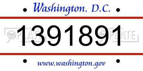 1391891 District Of Columbia License Plate