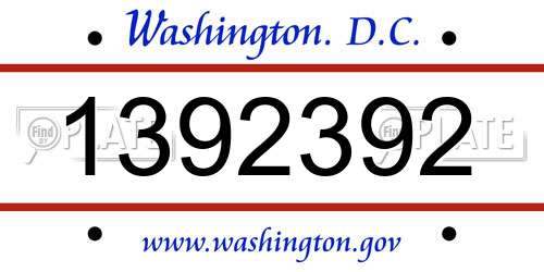 1392392 District Of Columbia License Plate