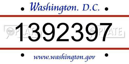 1392397 District Of Columbia License Plate