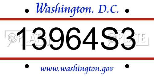 13964S3 District Of Columbia License Plate