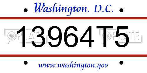 13964T5 District Of Columbia License Plate