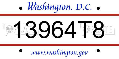 13964T8 District Of Columbia License Plate