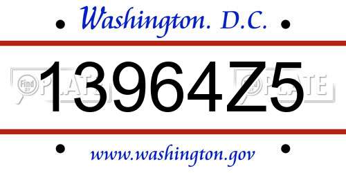 13964Z5 District Of Columbia License Plate