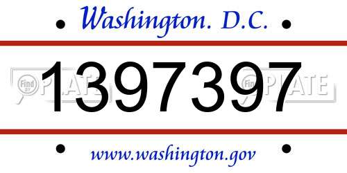 1397397 District Of Columbia License Plate