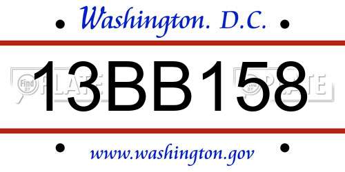 13BB158 District Of Columbia License Plate