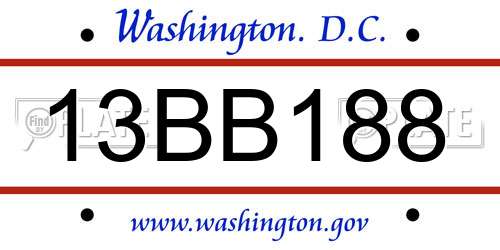 13BB188 District Of Columbia License Plate