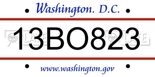 13BO823 District Of Columbia License Plate