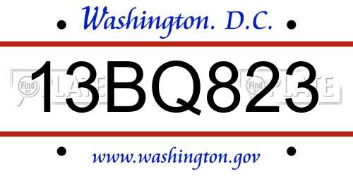 13BQ823 District Of Columbia License Plate