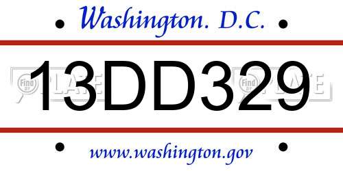 13DD329 District Of Columbia License Plate