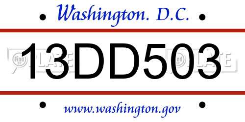 13DD503 District Of Columbia License Plate