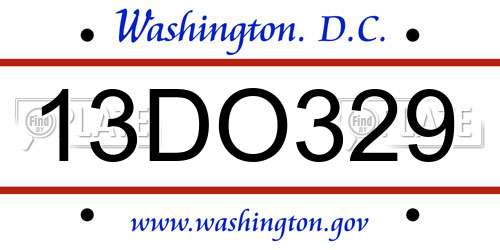 13DO329 District Of Columbia License Plate