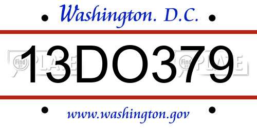 13DO379 District Of Columbia License Plate