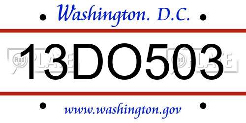 13DO503 District Of Columbia License Plate
