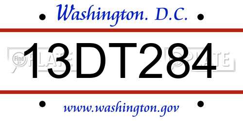 13DT284 District Of Columbia License Plate